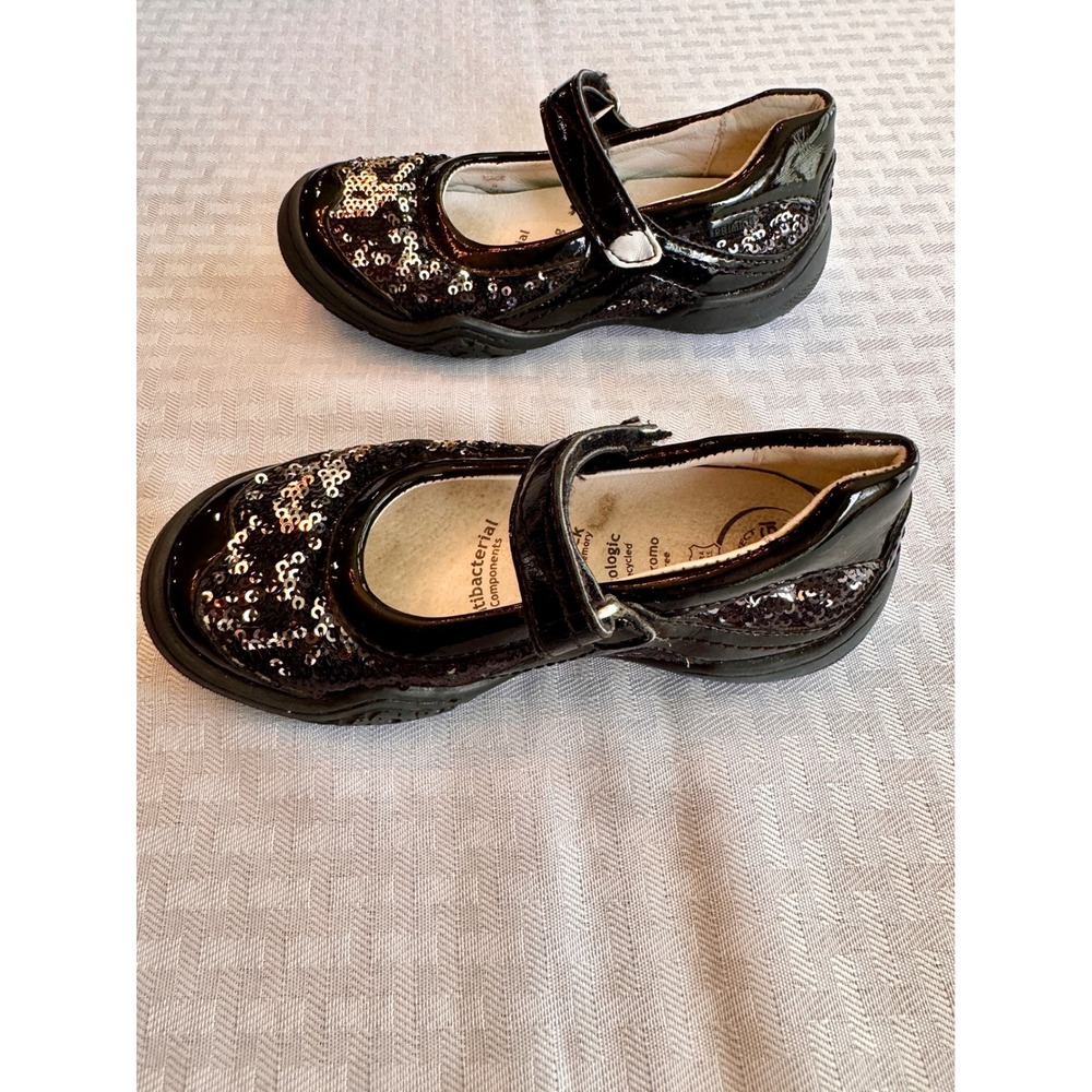 Primigi Black Patent Sequin Mary Jane Dress Shoes Girls EU 27‎ US 10 Sparkly - Picture 11 of 15
